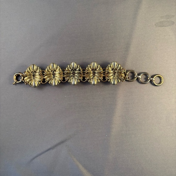 J. CREW Blue Green Clear Rhinestone Clusters Bracelet Gold Clasp 8” Long - Picture 5 of 8